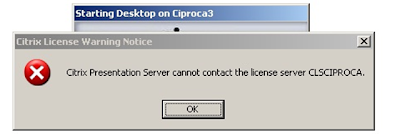 citrix xenapp license acquisition error